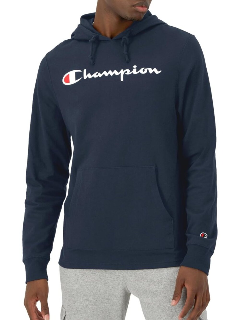 Champion Men's Deep Navy Casual Long Sleeve Pull Over Cotton T Shirt Hoodies